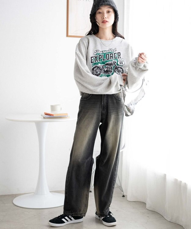 WEGO ヴィンテージライクショートスウェット 柄4