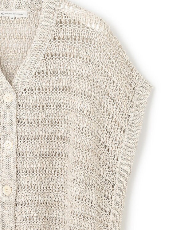 23区 【洗える】テープミックススカシ ドルマン ニットベスト ベージュ系