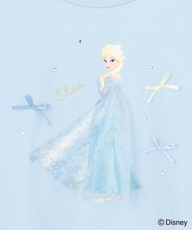 ANY KIDS 【ディズニー/FROZEN】【綿100%】袖チュール Tシャツ サックスブルー（「エルサ」）