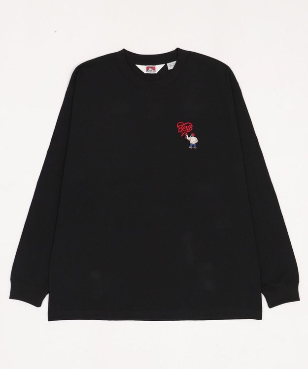 WEGO 【ユニセックス着用ITEM/MLサイズ展開】別注BENDAVISハートワンポイント刺繍T（LS） ブラック