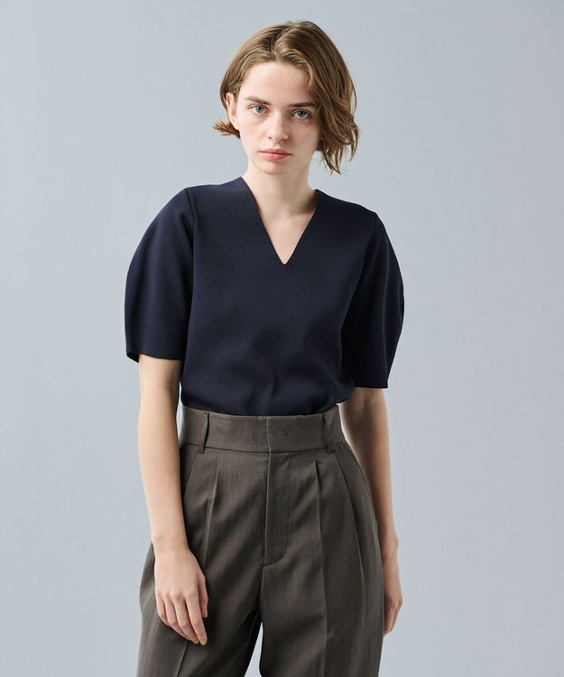 uncrave 【UVカット】サスティナブルUV ボリュームスリーブニット ネイビー