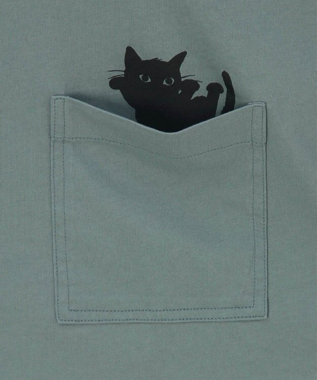 Paul Smith キャットプリント 半袖Tシャツ グレイッシュブルー