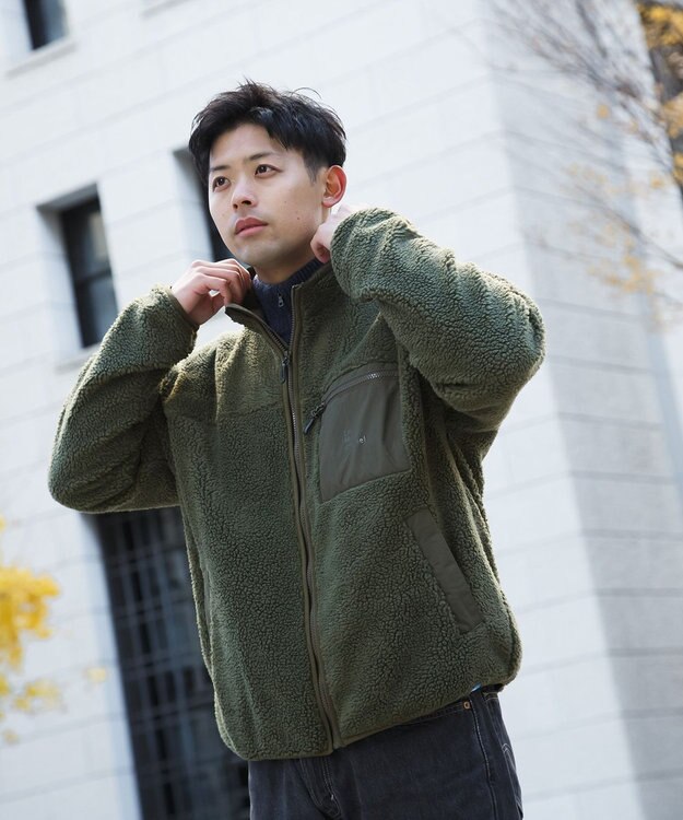 SHARE PARK MENS 【UNISEX】ボアフリースジャケット（L・XLサイズ） オリーブ