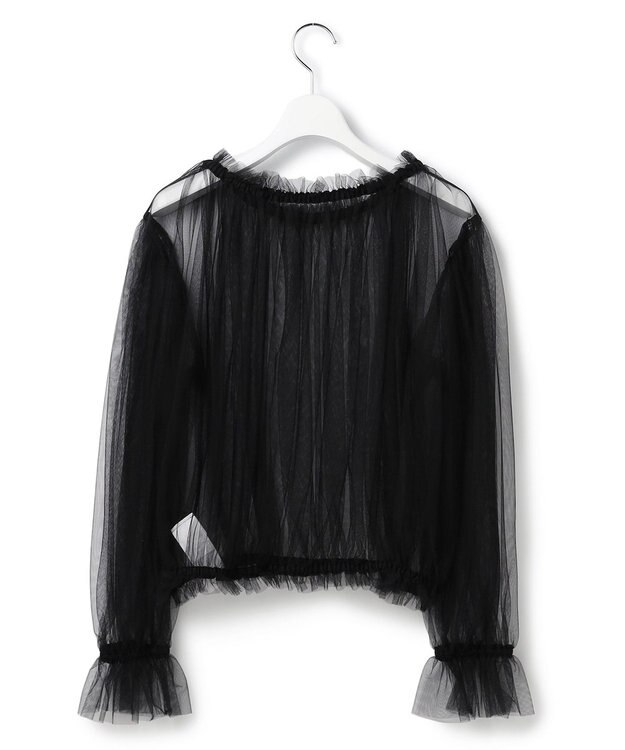 23区 S 【GOLD LABEL】チュール ギャザーブラウス ブラック系