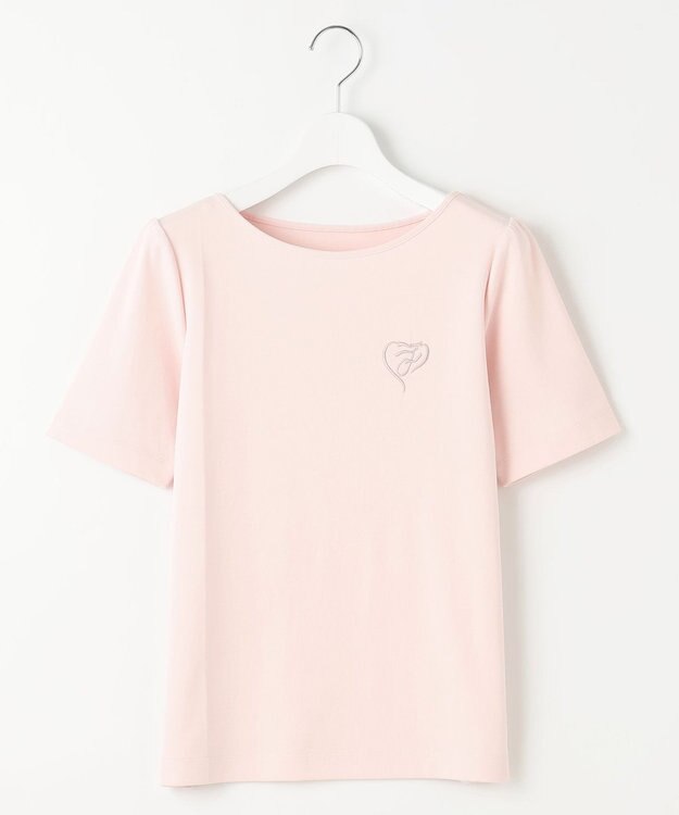 Feroux 【洗える】ワンポイント刺繍Tシャツ ピンク系