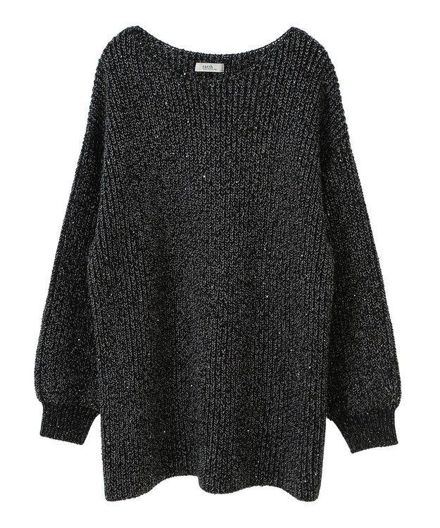 earth music&ecology カラーネップスパンコールニットチュニック Black