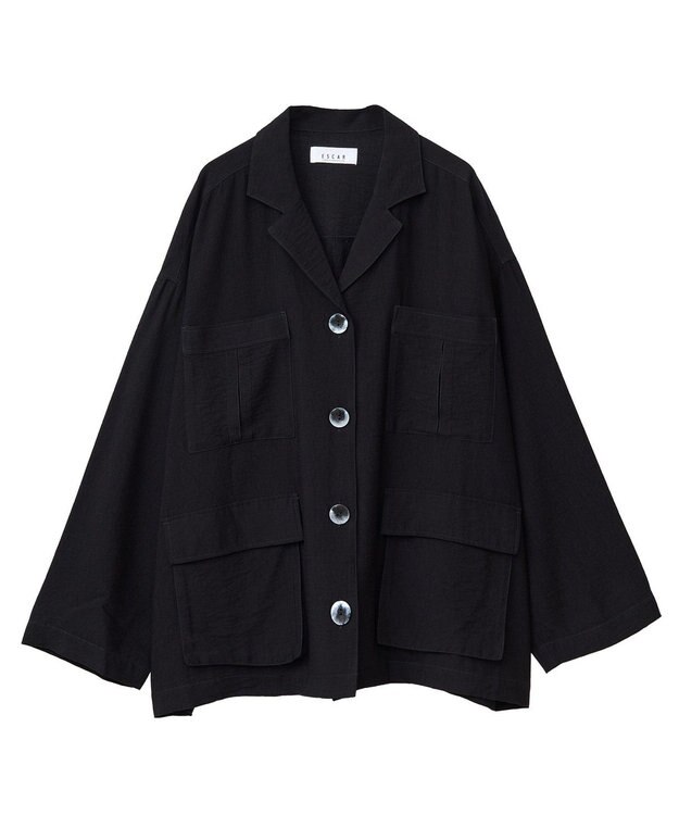 Green Parks ■ＥＳＣＡＲ　リネンライクオーバーサイズジャケット Black