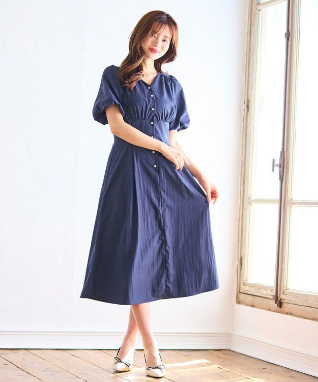 Feroux バルーンスリーブ ワンピース ネイビー系