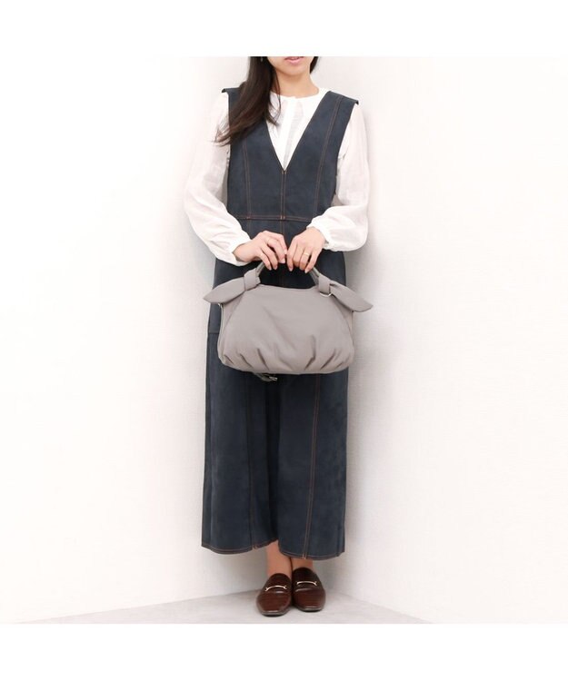 UNBILLION カシュカシュ cachecache / 下がりリボンナイロン2wayミニトートバッグ GY