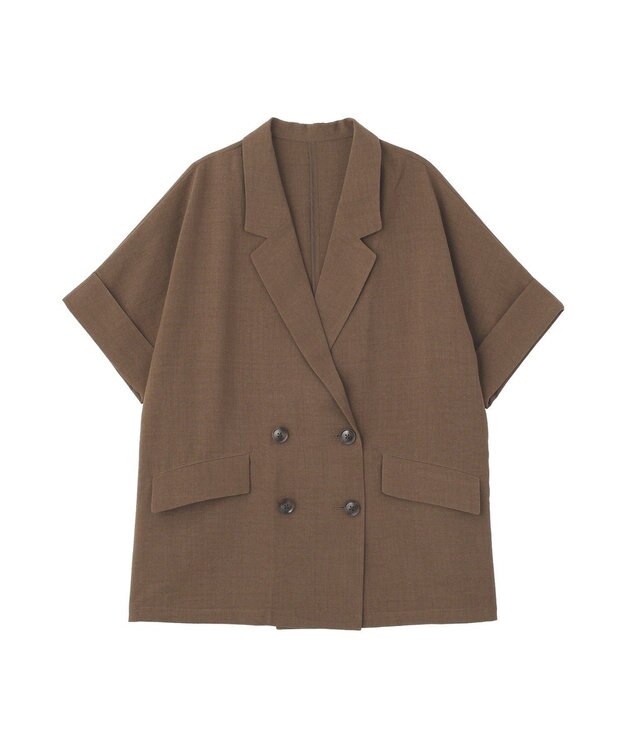 earth music&ecology 【セットアップ対応】リネンライクダブルジャケット Brown