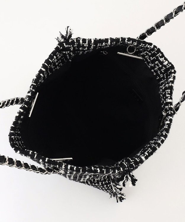 ICB フリンジツイードトート オフホワイト×ブラック系