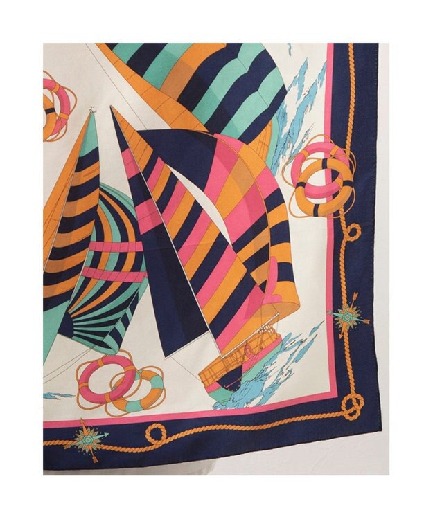 UNBILLION カカトゥ kakatoo / ヨット柄シルクスカーフ ネイビー