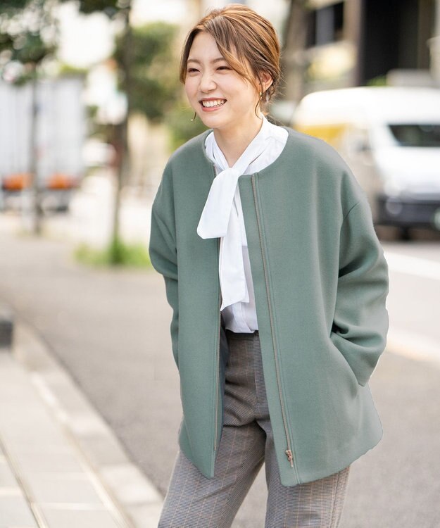 ANY ファイバーウール ノーカラーコート ミントグリーン