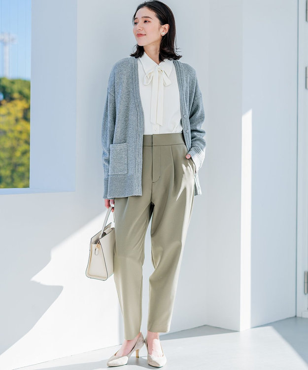 組曲 【洗える・ストレッチ】プランタンカラークロップド パンツ モカカーキ系