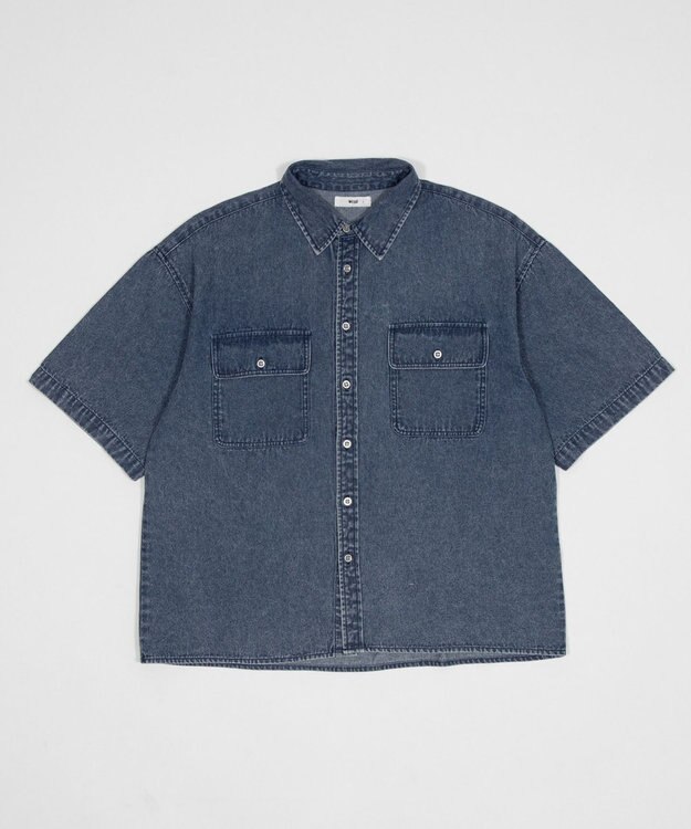 WEGO 【ユニセックス着用ITEM/MLサイズ展開】カラーデニムシャツ（SS） デニム淡加工色