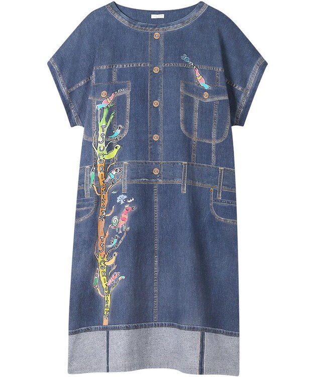 tsumori chisato SLEEP ツモリチサト ワンピース 綿100%(本体) 楊柳素材 3分袖 半袖 ロング丈 レディース UNT115 /ワコール コン