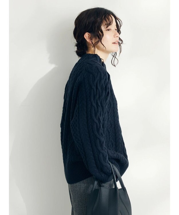 CRAFT STANDARD BOUTIQUE ラグランケーブルニットプルオーバー　 Navy