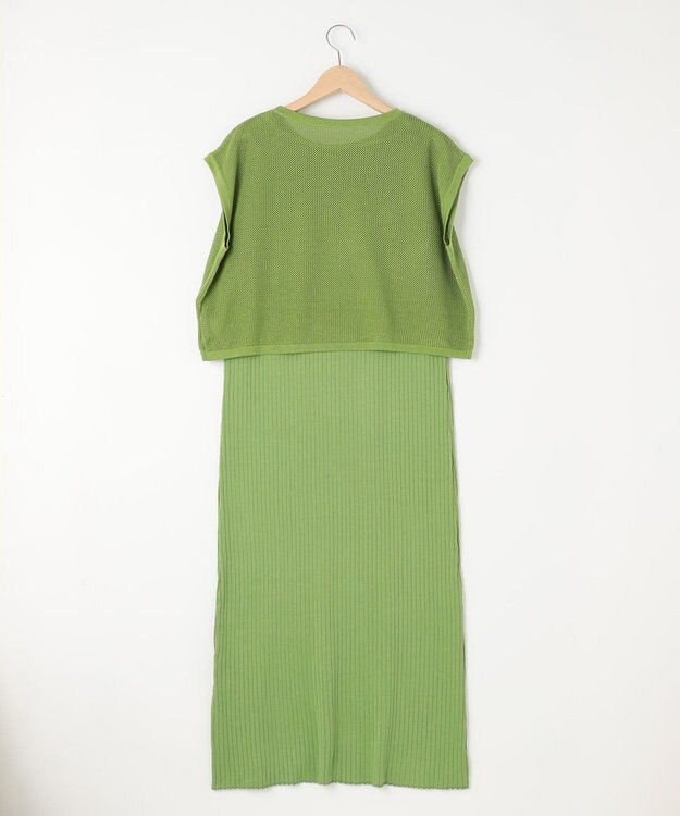 SHARE PARK LADIES 【セットアイテム】レーヨンナイロンニットワンピース グリーン系