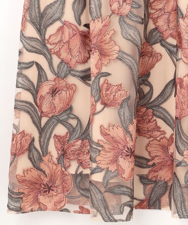 GRACE CONTINENTAL フラワー刺繍ミディドレス ピンク