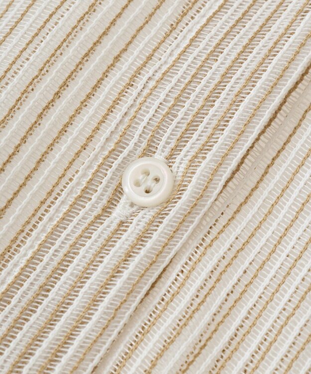 earth music&ecology メッシュストライプショートシャツ Beige