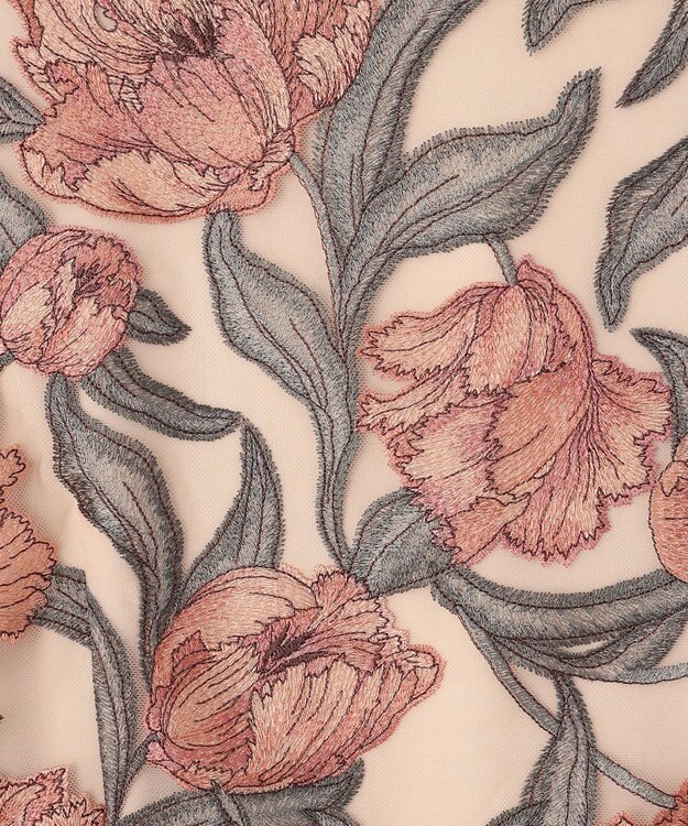 GRACE CONTINENTAL フラワー刺繍ミディドレス ピンク