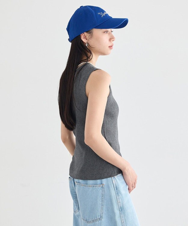 earth music&ecology 前後2WAYスリット釦タンクトップ Dark Gray Mixture