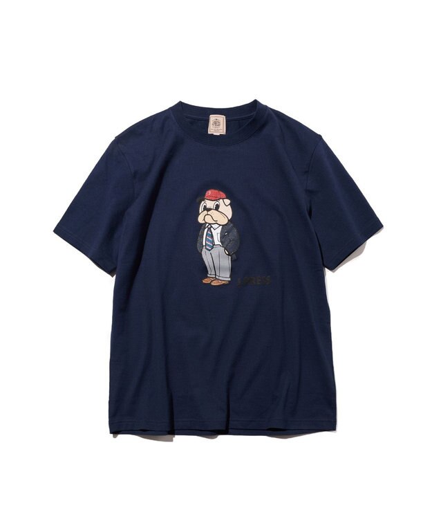J.PRESS MEN 新デザイン【BULLDOG BOY】プリント Tシャツ ネイビー系