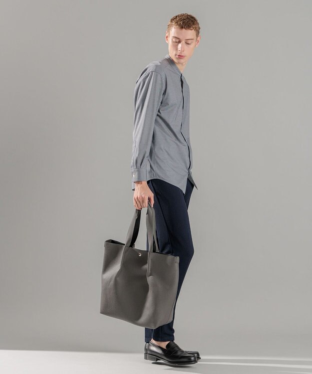 JOSEPH HOMME ハイゲージコットンジャージー 　バンドカラーシャツ ライトグレー系