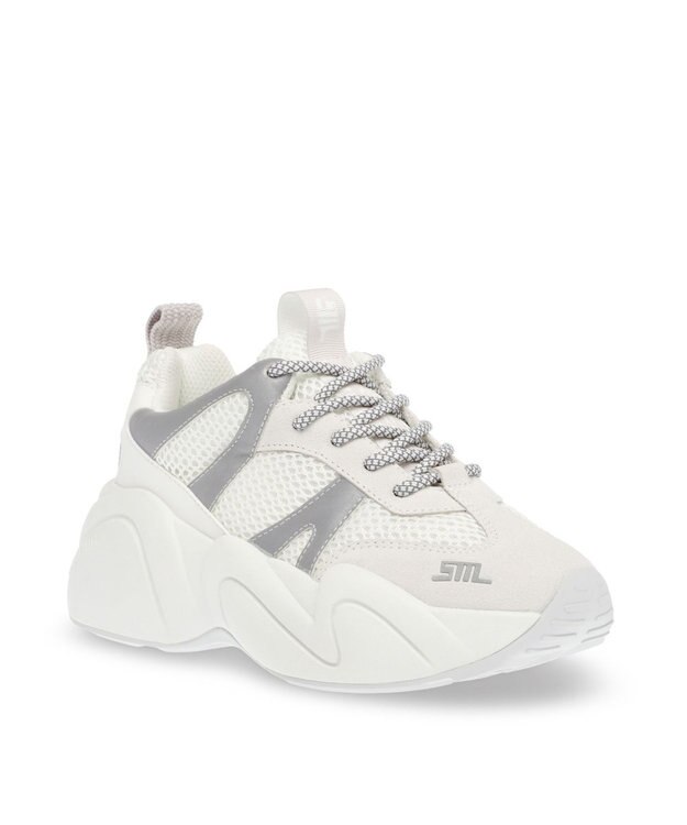 STEVE MADDEN BOUNCE 1 厚底デザインスニーカー ホワイトシルバー