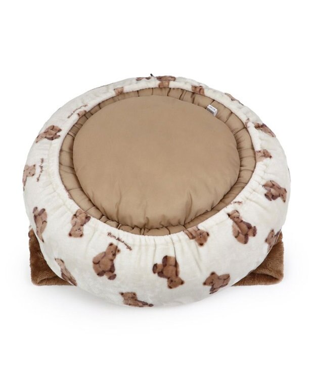 PET PARADISE ペットパラダイス くまちゃん 遠赤外線 寝袋 丸型 M ( 60cm) オフホワイト×ブラウン