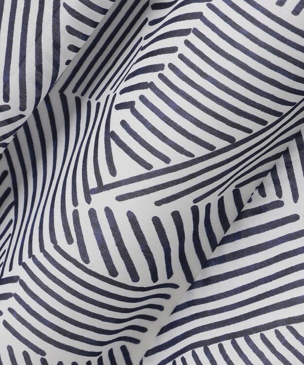 自由区 【洗える・XSサイズあり】モザイクラインプリント ワンピース ネイビー系6