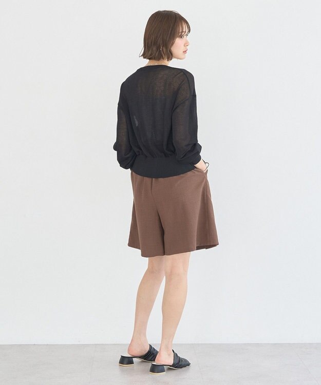 earth music&ecology 【セットアップ対応】ウエストリボンバミューダパンツ Brown