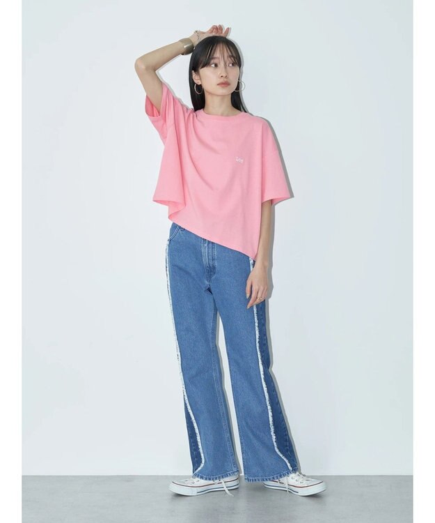 earth music&ecology Ｌｅｅ×ｅ．ｍ．ａ．ｅ　ＢＡＣＫ　ＰＲＩＮＴ　ＴＥＥ Pink