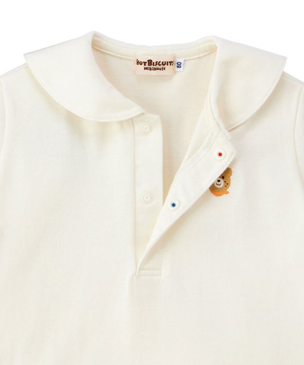 MIKI HOUSE HOT BISCUITS 【70-110cm】 くま耳 セーラーカラー半袖Tシャツ 白
