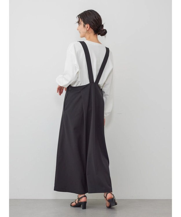 AMERICAN HOLIC 丈違いフロントタックジャンバースカート Black