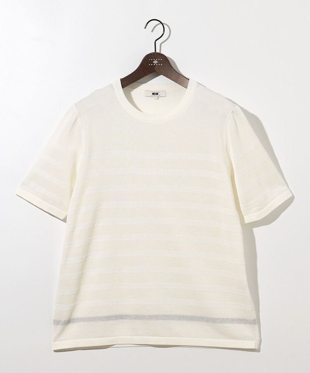 JOSEPH ABBOUD 【キングサイズ・エコ素材/軽量/通気性/速乾性】ペーパーヤーンニット Ｔシャツ ホワイト系