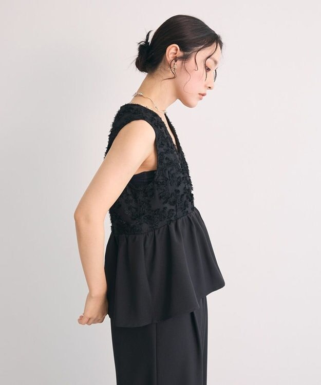 Green Parks ・Ｒａｉｌｍｅ　ジャカードペプラムサロペット Black