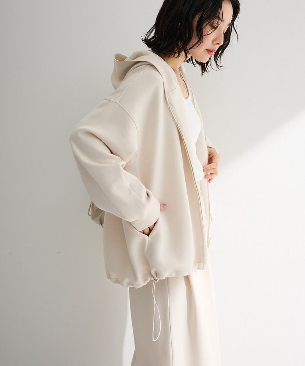 Green Parks ダブルＺＩＰ裾ドロストパーカー Light Beige