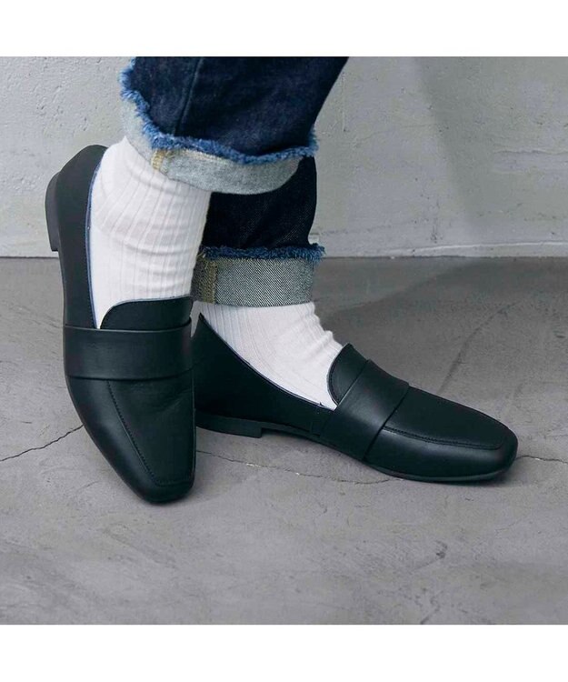 ing <ing>【WEB限定】レザーベルトローファー ブラック