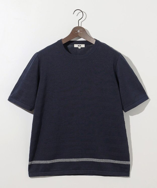 JOSEPH ABBOUD 【エコ素材/軽量/通気性/速乾性】ペーパーヤーンニット Ｔシャツ ネイビー系