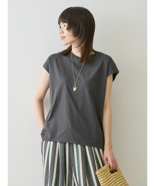 AMERICAN HOLIC 接触冷感フレンチスリーブカットプルオーバー Charcoal Gray