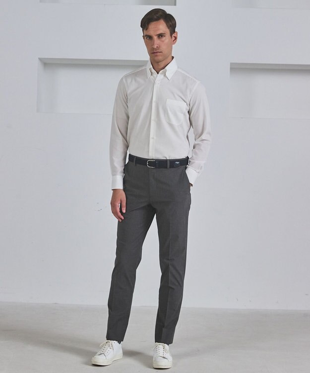 GOTAIRIKU 仕事で着られる 冷んやり綿パン【接触冷感/ストレッチ】ストレッチサマーポプリン グレー系