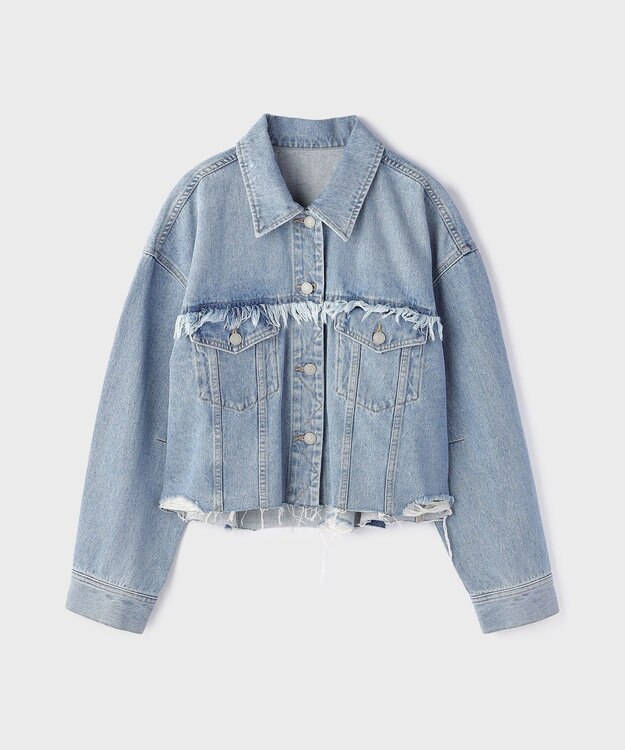 GRACE CONTINENTAL フリンジデニムジャケット ブルー