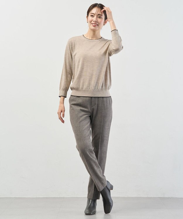 J.PRESS LADIES トリムツイン ニット ベージュ系