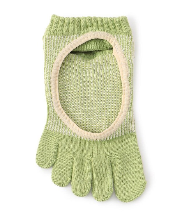 Chacott 140203 ラメストライプカバー　５本指ソックス ライムグリーン