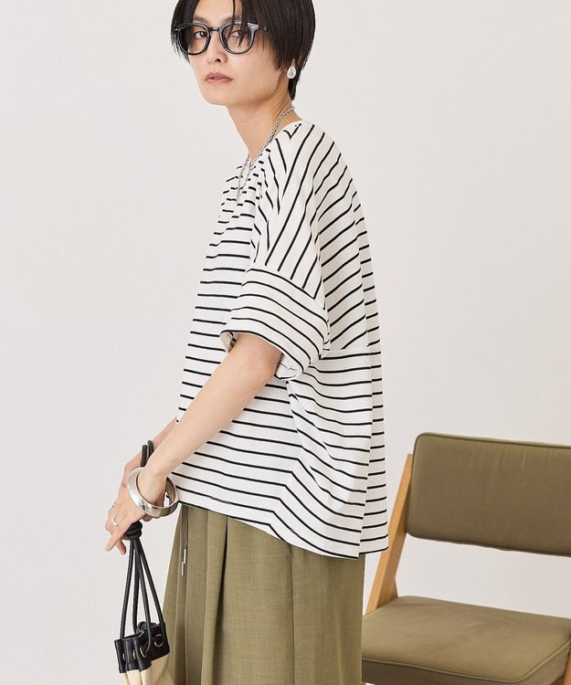 AMERICAN HOLIC 【先行予約】ボーダーコクーンプルオーバー Off White