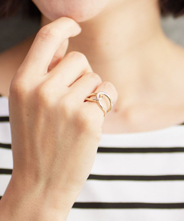 J.PRESS LADIES 2WAY ライン スカーフ リング ゴールド系