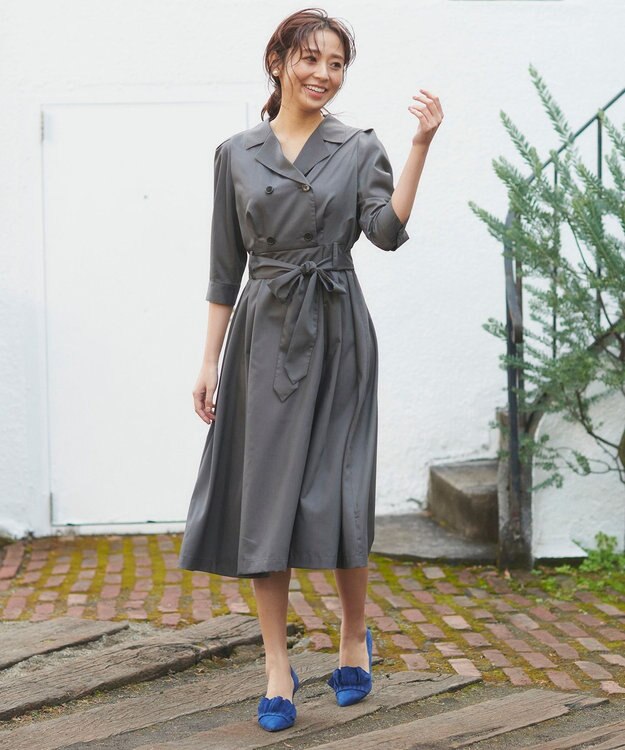 Feroux トレンチ風 ワンピース グレー系