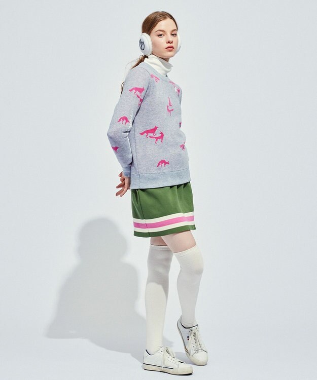 PW CIRCULUS 【こだわりシルエット/手洗い可】【WOMEN】フォックスモチーフニット グレー系