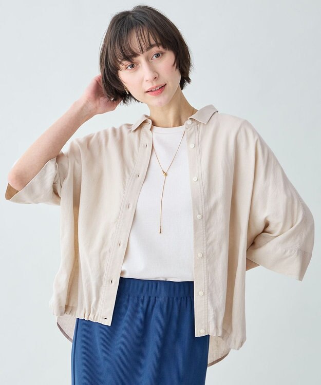 ANY ヨーロピアンリネンハーフスリーブシャツ サンドベージュ